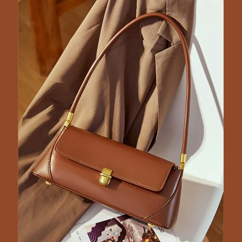 Vista 2 de Bolso de hombro para mujer, bolso de hombro de cuero, bolso cruzado para mujer, bolso retro clásico pequeño de cuero