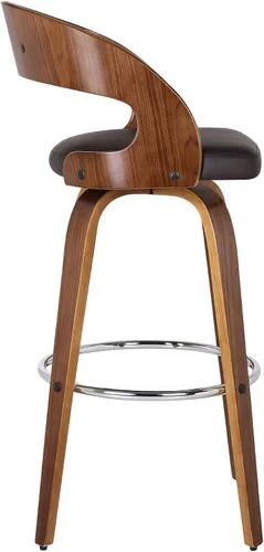 Vista 8 de Armen Living Shelly 26" Altura del Asiento Taburete Giratorio de Bar de Estilo Moderno de Mediados del Siglo para Isla de Cocina y Encimera en Cuero