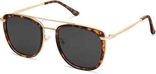 Vista 3 de SOJOS Gafas de sol polarizadas cuadradas estilo aviador retro para mujeres y hombres, gafas de sol vintage para mujer, UV400 SJ2180