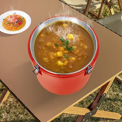 Vista 5 de Calentador de alimentos comercial, 13 recipientes de sopa aislados, enfriadores de sopa aislados para alimentos calientes o fríos, 50L 304