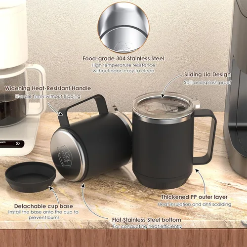 Vista 5 de Calentador de Taza de Café y Juego de Taza para Escritorio, Calentador Eléctrico de Taza de Café con Taza Calentada de 16oz, Calentador de Café