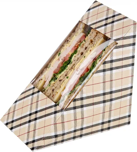 Vista 14 de Restaurantware -Cafe Vision Cajas de papel sándwich de 4.8 x 2.8 pulgadas, 200 cajas medianas de cuña tipo sándwich - con ventana, desechables, Azul