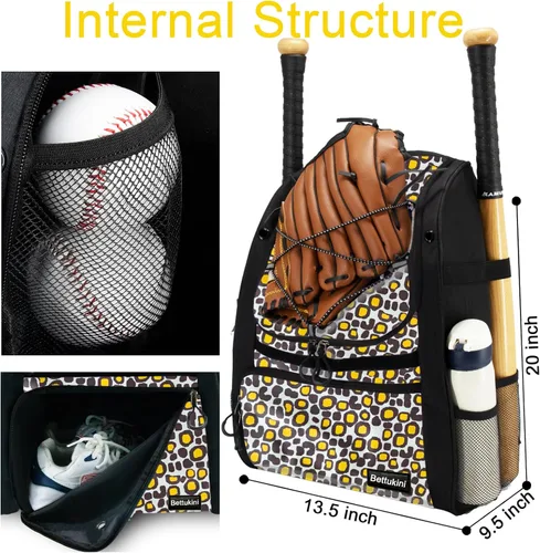 Vista 76 de Bolsa de béisbol juvenil con compartimento ventilado para zapatos, bolsa de bate de sóftbol para guantes de bateo, casco, equipo de teeball