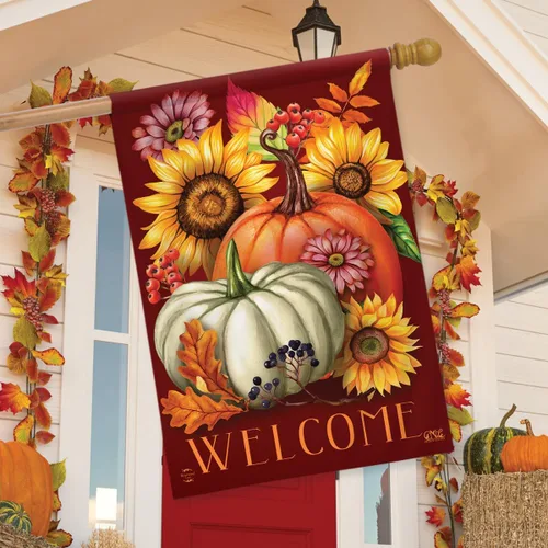 Vista 2 de Briarwood Lane Bandera floral de otoño para casa
