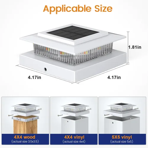Vista 3 de APONUO - Paquete de 12 luces solares para postes que cambian de color Blanco