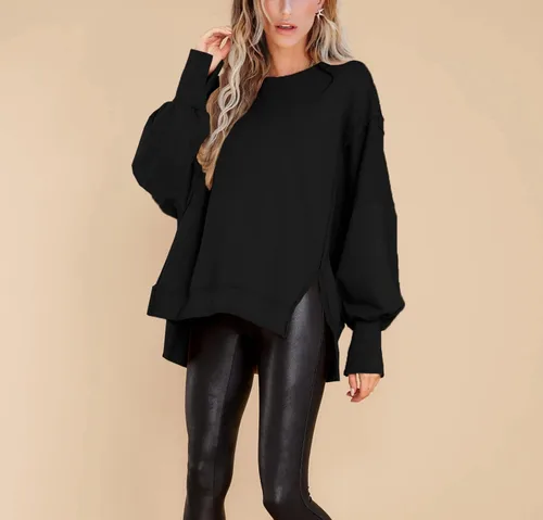 Vista 3 de BWQ Women's Oversized Sweatshirt Crew Neck Long Sleeve Shirts Pullover Long Sleeve Tops
