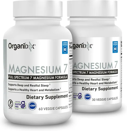 Vista 7 de Suplemento de magnesio Organixx, cápsulas naturales de magnesio para apoyo del sueño, recuperación muscular, con vitamina B6 y citrato y glicinato