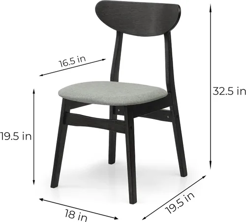 Vista 5 de Juego de mesa de comedor de 5 piezas, 4 sillas Yumiko de madera maciza con mesa de comedor rectangular extensible Edison, juego de comedor