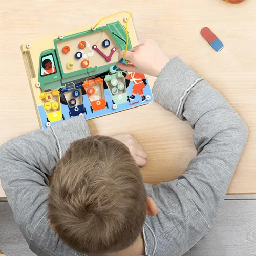Vista 6 de TOP BRIGHT Juego de clasificación de laberinto magnético de colores, juguetes Montessori para regalos de niños de más de 3 años, juego de reciclaje