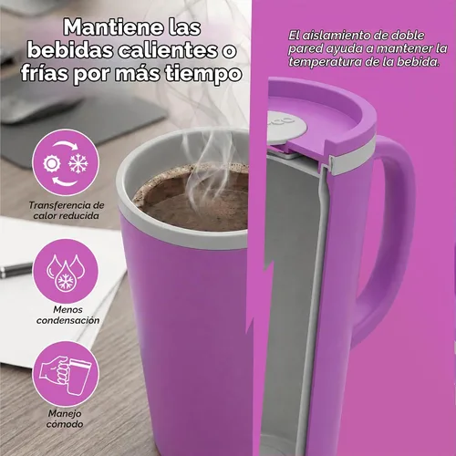 Vista 3 de Copco - Taza de viaje con cono de 16 onzas, tapa y asa resistentes a Púrpura