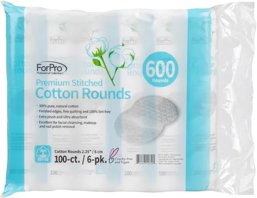 Vista 2 de ForPro Professional Collection ForPro - Rondas de algodón cosido de alta calidad, almohadillas de algodón 100% puro para quitar maquillaje, esmalte