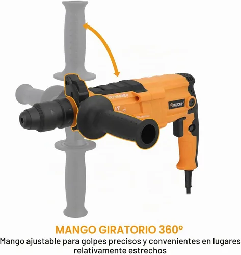 Vista 5 de Hoteche Taladro Martillo Rotativo 3 en 1 de 1 Pulgada SDS Plus Martillo Eléctrico 6.7-Amp/800W Velocidad Variable con Cable Taladro Martillo