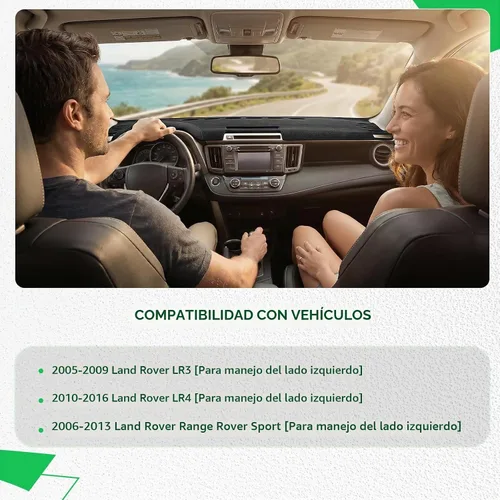 Vista 2 de AUQDD Alfombrilla de Cubierta del Tablero Compatible con La-nd Rover LR3 2005 2006 2007 2008 2009 /2010-2016 LR4, 2006-2009 Range Rover Sport Negro