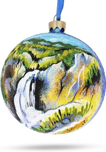 Vista 3 de Yellowstone National Park, Wyoming - Adorno navideño de bolas de cristal de 4 pulgadas
