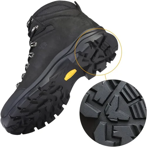 Vista 3 de CAMEL CROWN Botas de senderismo para hombre, de cuero auténtico