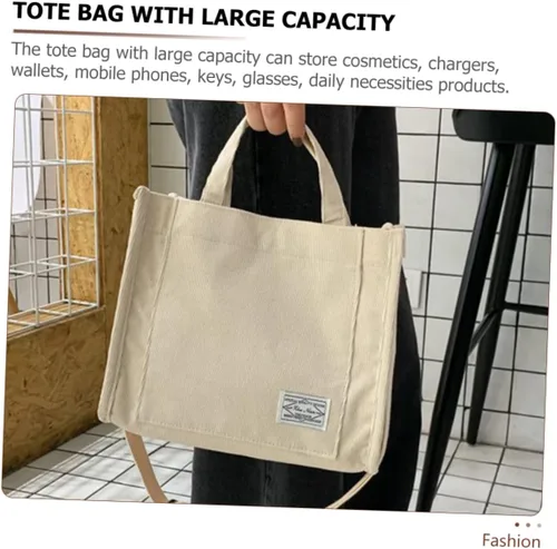 Vista 4 de PACKOVE Bolsas de hombro de paja para mujer, mini bolsa de mano para escuela, lindas bolsas de mano de pana