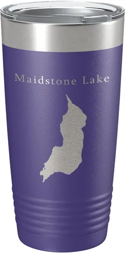 Vista 15 de Maidstone Lake Map Tumbler Travel Mug Insulated Laser Engraved Coffee Cup Vermont 20 oz Black
