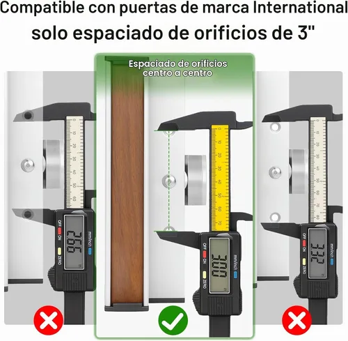 Vista 2 de Baomain Juego de manijas de puerta corredera con espaciado de agujeros de 3", de C a C, montaje en superficie con cierre de abrazadera