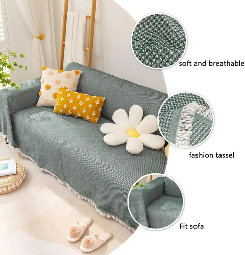 Vista 4 de MBROS YZCotton - Funda de sofá suave y moderna para sala de estar, funda protectora de muebles lavable con borla -A-90 × 35.4 in