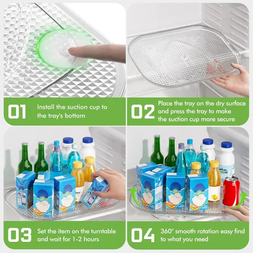 Vista 7 de Optish Lazy Susan - Organizador para refrigerador, organizador de refrigerador de 14.17 x 10.24 pulgadas, organizador y almacenamiento