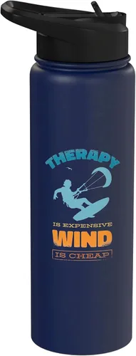 Vista 10 de Kitesurfer Kitesurf Botella de agua aislada de acero inoxidable Azul real