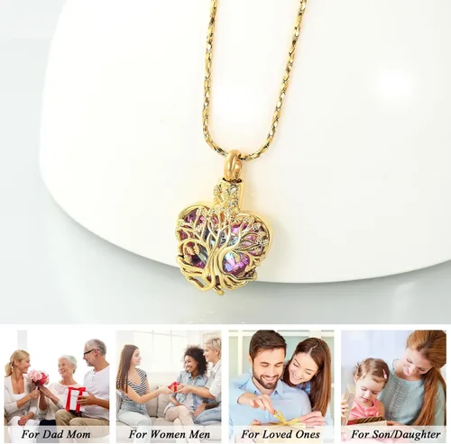Vista 96 de Imrsanl Collar de urna de árbol de la vida con forma de corazón, joyería de cremación para hombres y mujeres, recuerdo, joyería conmemorativa