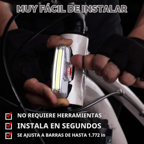Vista 5 de Luz delantera de seguridad para bicicleta - 200 lúmenes USB recargable LED