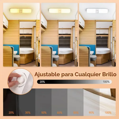 Vista 3 de Lámpara de techo LED para interior de caravana, 1700 lúmenes, 12 V, 120 LED, luces LED de 12 V, luz de cúpula de 12 V, 3 modos de color, luz