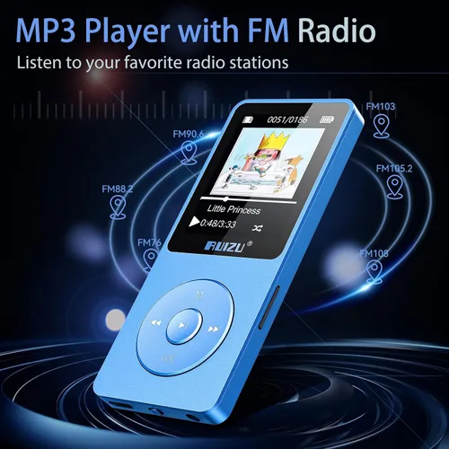 Vista 6 de RUIZU Reproductor MP3 de 64 GB con Bluetooth 5.3, peso 0.055 libras, reproductor de música portátil para niños, deportes, radio FM, grabadora