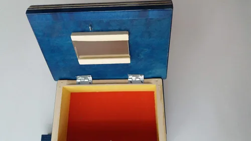 Vista 5 de Bonita caja de madera misteriosa, hecha a mano, tallados complejos, Azul