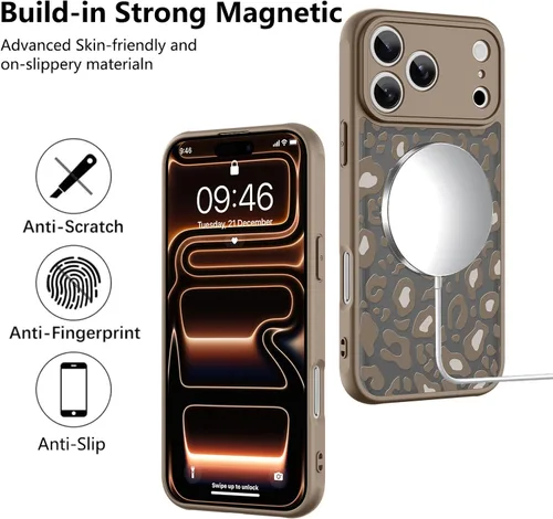 Vista 143 de KANGHAR - Funda compatible con iPhone 11, diseño de leopardo negro, textura de neumático antideslizante, a prueba de golpes, funda protectora