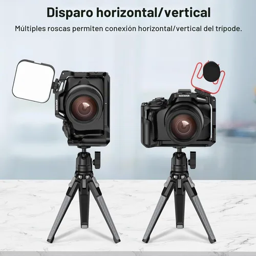 Vista 7 de NEEWER Jaula para cámara R50 compatible con Canon EOS R50, plataforma de video de aluminio con riel NATO, roscas de 1/4", agujeros ARRI de 3/8