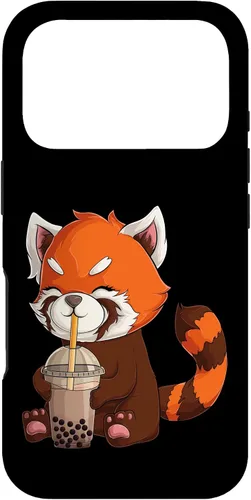 Vista 30 de Kawaii Red Panda Drinking Boba Bubble Tea Japanese Anime Case for iPhone 17