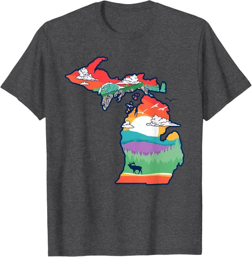 Vista 33 de Michigan Outside - Camiseta con ilustración artística