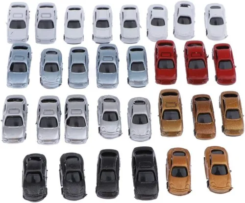 Vista 3 de LoveinDIY 30 unidades de autos miniatura surtidos para manualidades de diorama, escala Z 1:200, multicolor