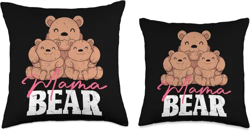 Vista 3 de Mama Bear Animal Mothers Day Family Mom Gift Cute Cubs Family Animal Mom Mommy Mama Bear - Almohada de 16 x 16 pulgadas, multicolor