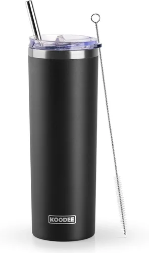 Vista 21 de koodee Vaso Tumbler Delgado de Acero Inoxidable de 20 oz con Aislamiento de Doble Pared, Vaso Tumbler Delgado para Agua para Café, Té (Azul Bebé)