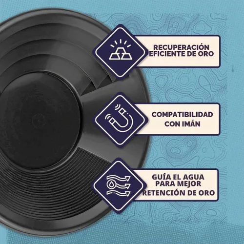 Vista 7 de SE Bandeja para Buscar Oro de 8 Pulgadas - Estrías Dobles para Minería y Prospección más Fácil, Negro