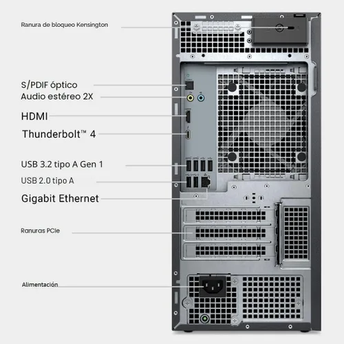 Vista 9 de Dell Tower Plus EBT2250 Desktop - Intel Core Ultra 7 265, SSD de 1 TB, 32 GB de RAM DDR5, Intel UHD, 1 año de servicio in situ y 6 meses de Dell