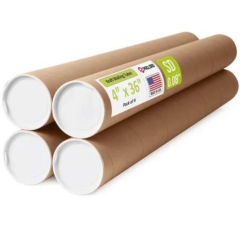Vista 25 de Tubo de cartón reforzado de 2 x 18 pulgadas, paquete de 4 tubos con 8 tapas, seguro aprobado por USPS, ideal para envío y almacenamiento