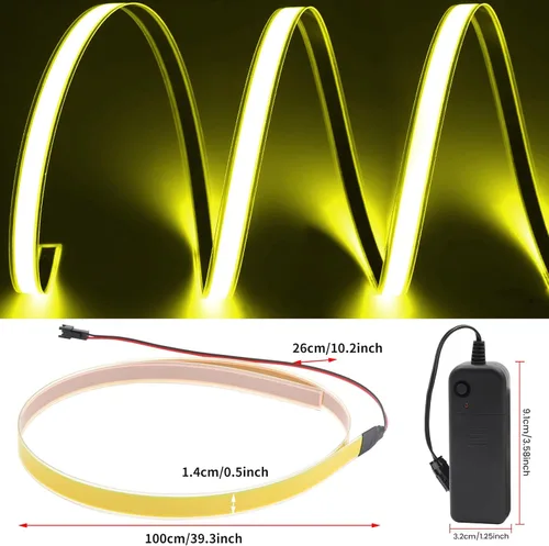 Vista 2 de Ourbest EL - Luz brillante de neón de 3.3 ft – 3 modos de permanencia/flash lento/estroboscópico rápido, kit de luz electrouminiscente para disfraz