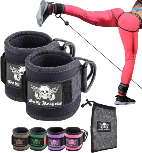 Vista 15 de Accesorio de cable de tobillo para gimnasio con correa ajustable, anillos en D dobles duraderos y diseño acolchado para ejercicios de glúteos