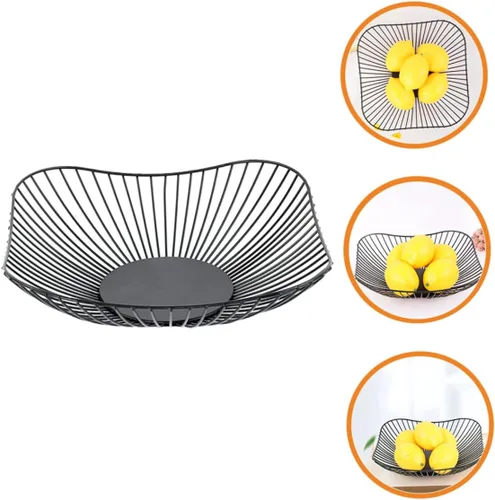 Vista 5 de Cesta de frutas de alambre para frutas, cuencos de dulces, cesta decorativa para aperitivos, cestas de almacenamiento de frutas, tazón de pan