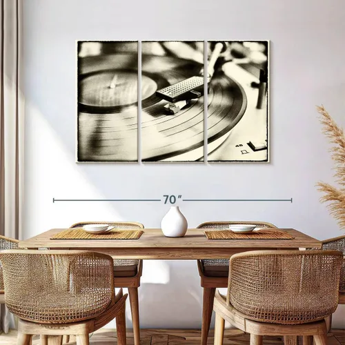 Vista 116 de Elephant Stock BW - Reproductor de discos de vinilo para pared, lienzo horizontal, decoración de pared de sala de estar de 3 piezas, impresión