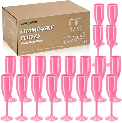 Vista 11 de XUWAIDSGN Copas de champán acrílicas, copas de champán para brindis de boda, copa de champán de plástico, reutilizable, irrompible, para despedida