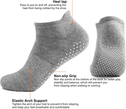 Vista 3 de UTTPLL Calcetines de agarre para mujeres y hombres, calcetines antideslizantes de pilates, calcetines de yoga acolchados para hospital, calcetines