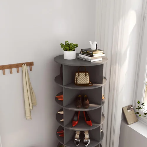 Vista 4 de Estante giratorio para zapatos, zapatero giratorio de 6 niveles, organizador de zapatos giratorio de 360° que puede contener 24 pares de zapatos