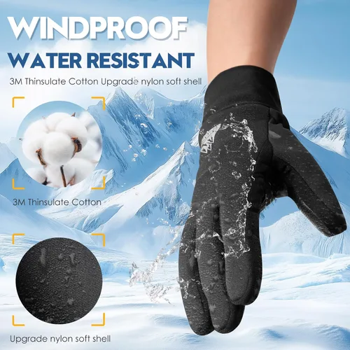Vista 8 de Bruvoalon Guantes de invierno para mujeres y hombres, aislamiento térmico 3M, tela de licra, resistentes al viento, pantalla táctil