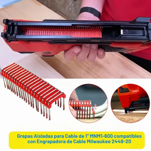 Vista 5 de Grapas de cable aisladas de 1 pulgada MNM1-320 para pistola de grapadora de cable Milwauke M-12