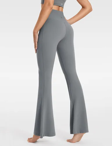 Vista 4 de Leggings acampanados para mujer, cintura alta, control de abdomen, pantalones de yoga acampanados, pantalones largos acampanados